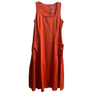 Julian Taylor 23% Linen, Sleeveless, Orange, Zipper Closure Dress, Size 10